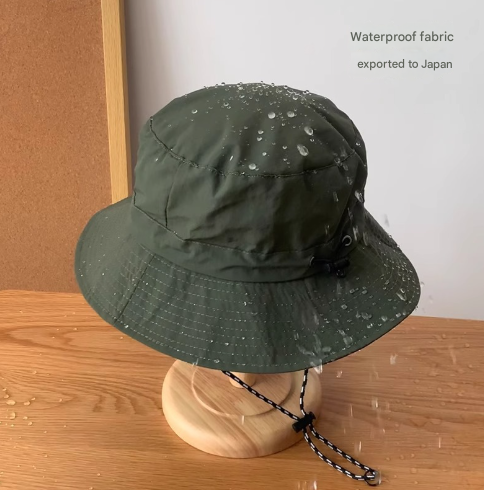 Green 2Pcs Waterproof Bucket Hat Foldable Outdoor Sun With Chinstrap 55 59Cm Hats & Headwear