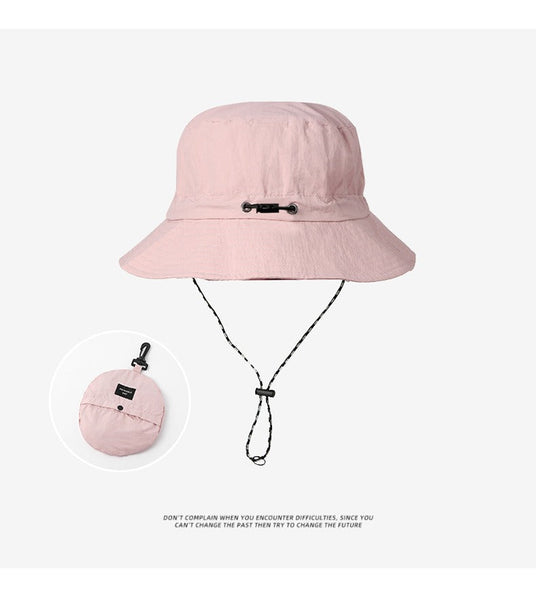 Pink 2Pcs Waterproof Bucket Hat Foldable Outdoor Sun 55 59Cm With Chinstrap Hats & Headwear
