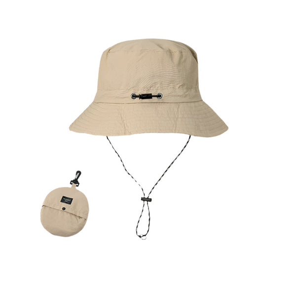 Khaki Waterproof Foldable Bucket Hat With Chinstrap Outdoor Sun Protection 55 59Cm Hats & Headwear