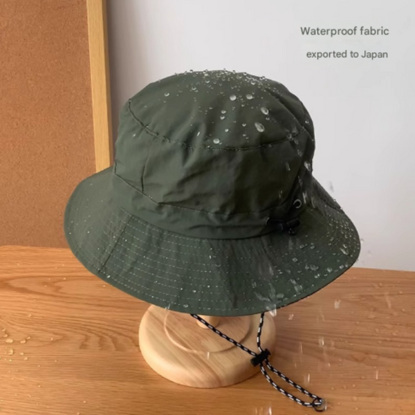 Khaki Waterproof Foldable Bucket Hat With Chinstrap Outdoor Sun Protection 55 59Cm Hats & Headwear