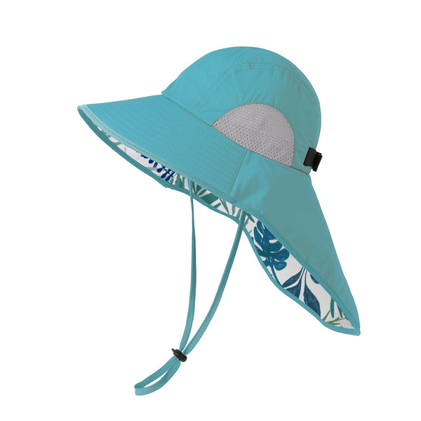Blue Wide Brim Sun Hat With Cape Foldable Uv Protection 10Cm For Outdoor Use Hats & Headwear