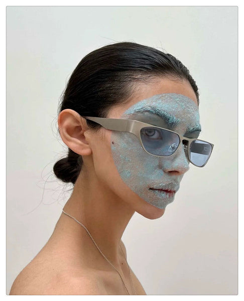 Silver Frame Pink Sheet Retro Cat Eye Metal For Women Uv Protection Streetwear Shades Sunglasses