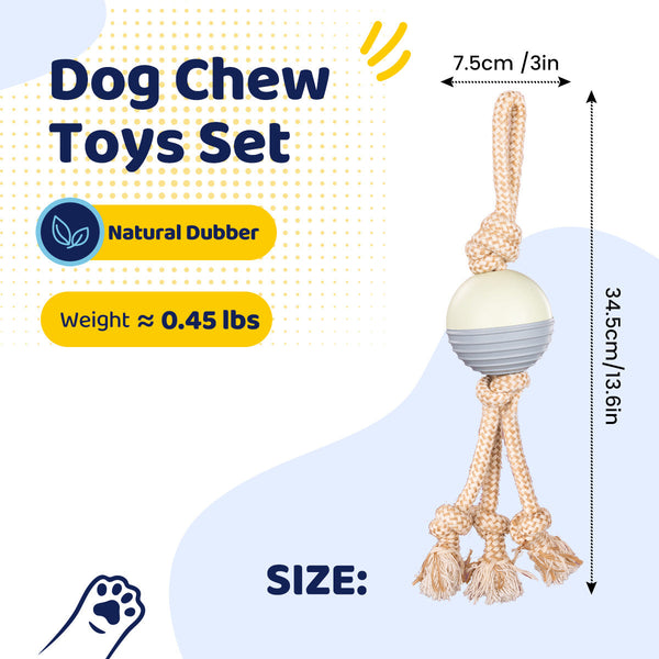 Durable Knot Rope And Ball Dog Toy Interactive Chew Tug Play For Pets Dog Toys
