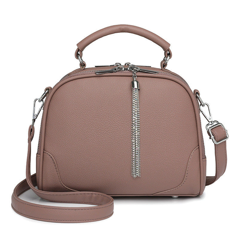 Cinnamon Chic Mini Round Crossbody Bag For Women Elegant Handbag With Tassel Accent Women's Bags & Handbags