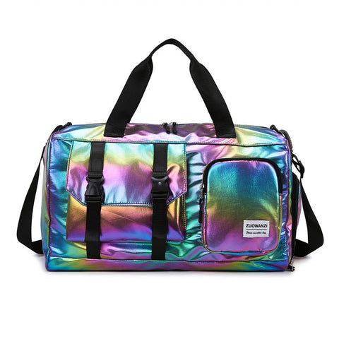 Pearl Color Iridescent Gym Bag With Wet Dry Separation Large Capacity Travel And Fitness Duffel Gym Bags