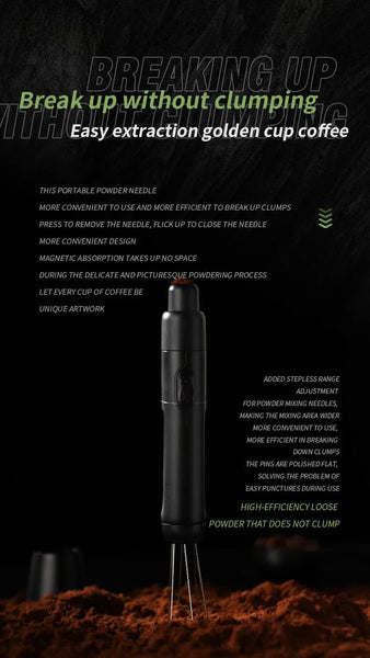 Black Telescopic Magnetic Stainless Steel Coffee Tamper Needle Espresso Powder Distributor Coffee Tea & Espresso Parts