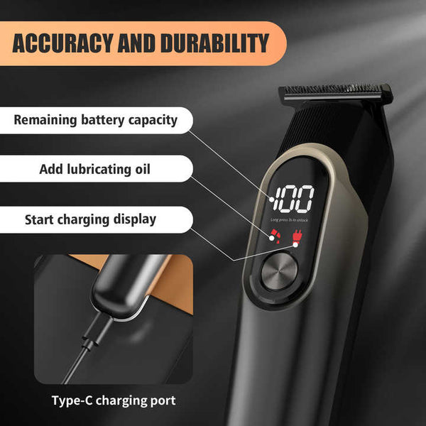 Green 5 In 1 Digital Display Hair Clipper Set For Beard And Precision Grooming Clippers & Trimmers
