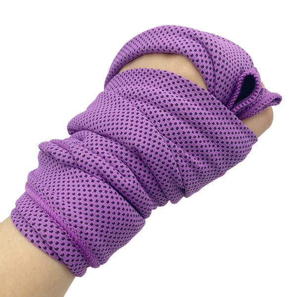 Purple 4 Piece Portable Cooling Towel Set Quick Dry Ice For Sports Travel And Heat Relief Gym Towels