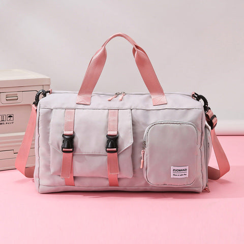 Grey Pink Holographic Gym Duffel Bag Dry Wet Separation Large Capacity Duffle Bags