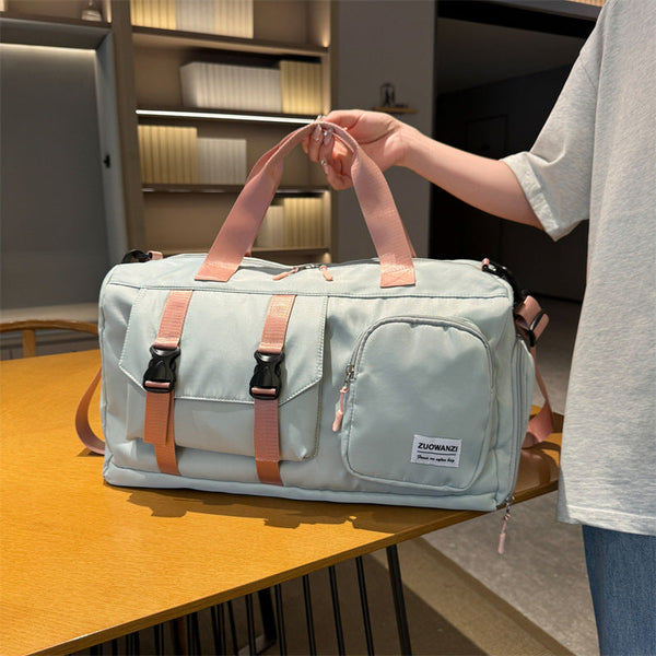 Sky Blue Holographic Gym Duffel Bag Dry Wet Separation Large Capacity Duffle Bags