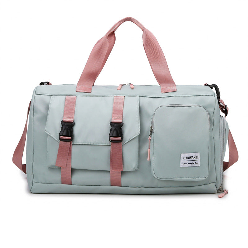 Green Pink Holographic Gym Duffel Bag Dry Wet Separation Large Capacity Duffle Bags