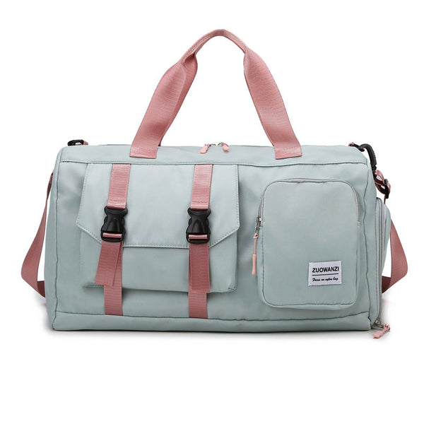 Green Pink Holographic Gym Duffel Bag Dry Wet Separation Large Capacity Duffle Bags