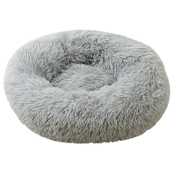 Elosung Light Grey 50Cm Cozy Round Pet Bed Plush Cat & Dog With Non Slip Base Machine Washable Pet Beds