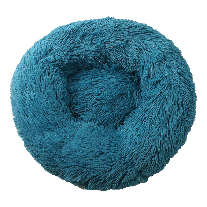 Blue Green 50Cm Cozy Round Pet Bed Plush Cat & Dog With Non Slip Base Machine Washable Pet Beds
