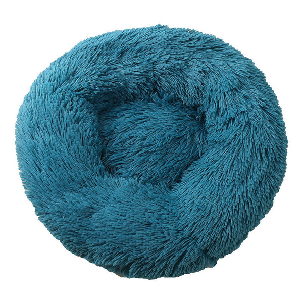 Blue Green 50Cm Cozy Round Pet Bed Plush Cat & Dog With Non Slip Base Machine Washable Pet Beds