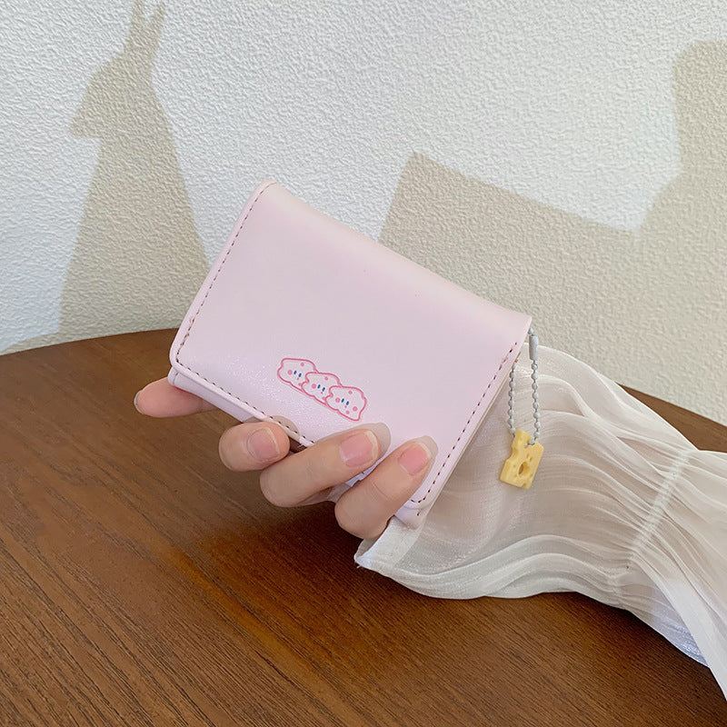 Pink 2Pcs Women's Compact Wallet Mini Coin Purse With Card Slots And Zip Closure Wallets