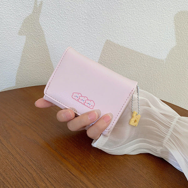 Pink 2Pcs Women's Compact Wallet Mini Coin Purse With Card Slots And Zip Closure Wallets