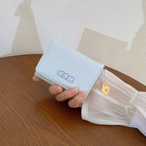 Blue 2Pcs Women's Compact Short Wallet Premium Multi Function Mini Coin Purse With Card Slots & Zip Closure Wallets