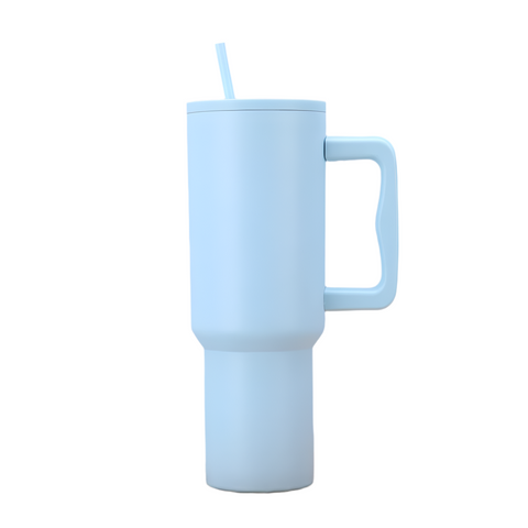 Elosung Light Blue 40Oz Stainless Steel Tumbler With Handle And Straw Large Capacity Car Cup Water Bottles & Vacuum Flasks
