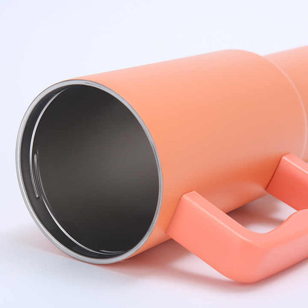 Rose Red 40Oz Stainless Steel Tumbler With Handle & Straw Large Capacity Car Cup Water Bottles & Vacuum Flasks