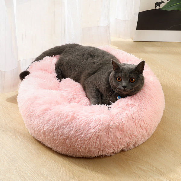 Wine Red 50Cm Cozy Round Pet Bed Plush Cat & Dog With Non Slip Base Machine Washable Pet Beds