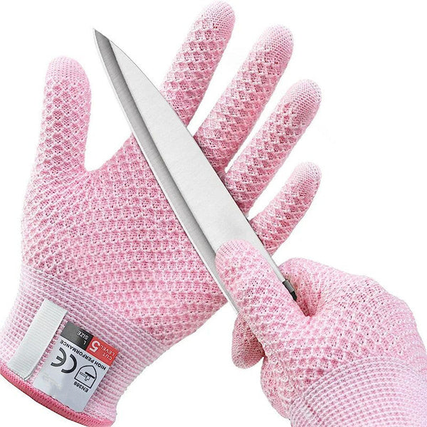 Pink 3 Pack Cut Resistant Gloves (Level 5 Protection) A Pineapple Grip Touchscreen Compatible Food Safe For Kitchen Butcher & Fish Cleaning Fits Most