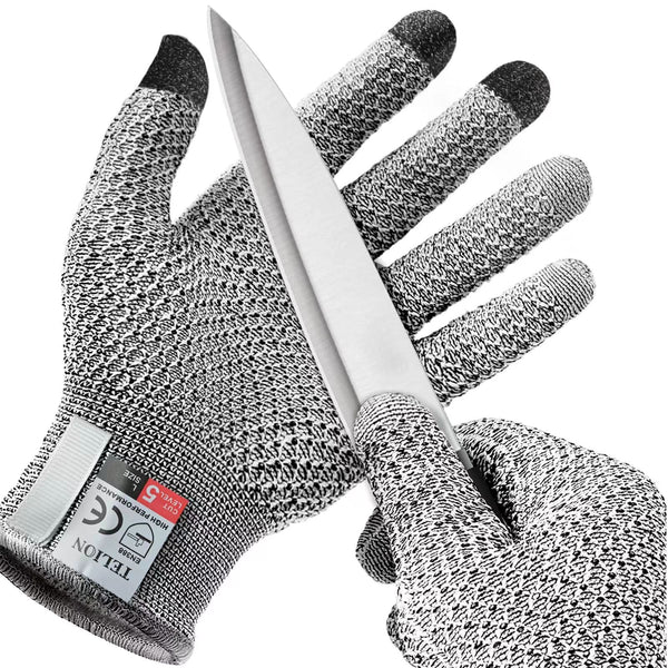 Grey 3 Pack Cut Resistant Gloves Level 5 Protection Pineapple Grip Touchscreen Compatible Protective Gloves