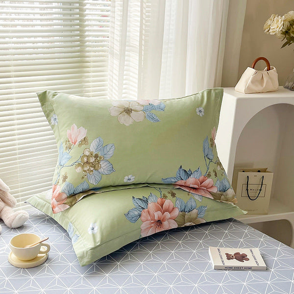 Seiya's Flower Green 100% Cotton Pillowcase Set (Pack Of 2) Breathable Size 48X74cm Pure Covers Pillow Cases