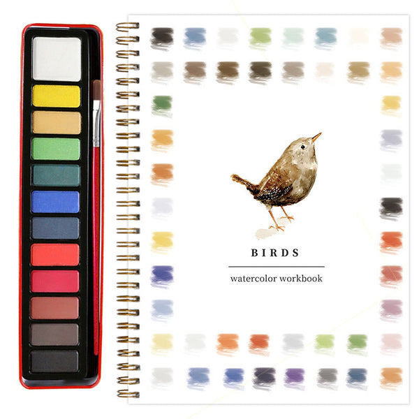 Bird 2 Pack Watercolor Painting Set Premium Themed Coloring Books With Paints (22.8616.51Cm) Artist Grade Workbook Kit Acrylic Paint