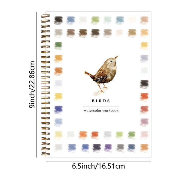 Elosung Winter 2 Pack Watercolor Painting Premium Bird Themed Coloring Books With Paints (22.86X16.51Cm) Artist Grade Workbook Kit Acrylic Paint