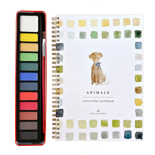 Elosung Animals 2 Pack Watercolor Painting Premium Bird Themed Coloring Books With Paints (22.86X16.51Cm) Artist Grade Workbook Kit Acrylic Paint