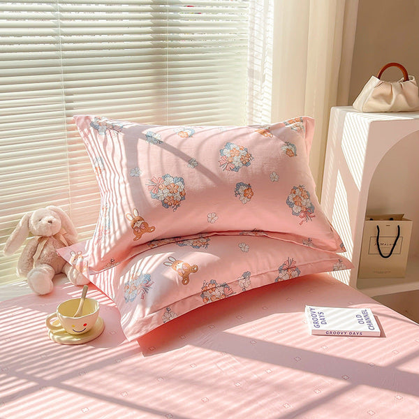 Pink 100% Cotton Pillowcase Set (Pack Of 2) Breathable Size 48X74cm Pure Covers Pillow Cases
