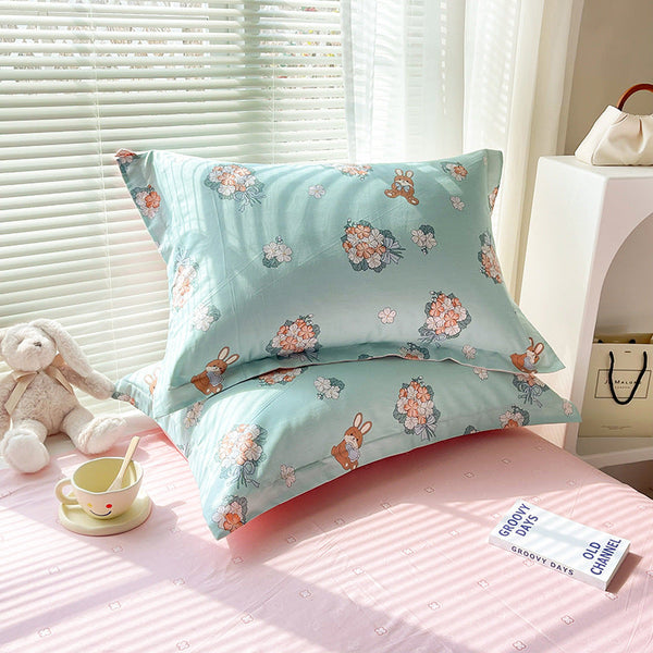 Blue 100% Cotton Pillowcase Set (Pack Of 2) Breathable Size 48X74cm Pure Covers Pillow Cases