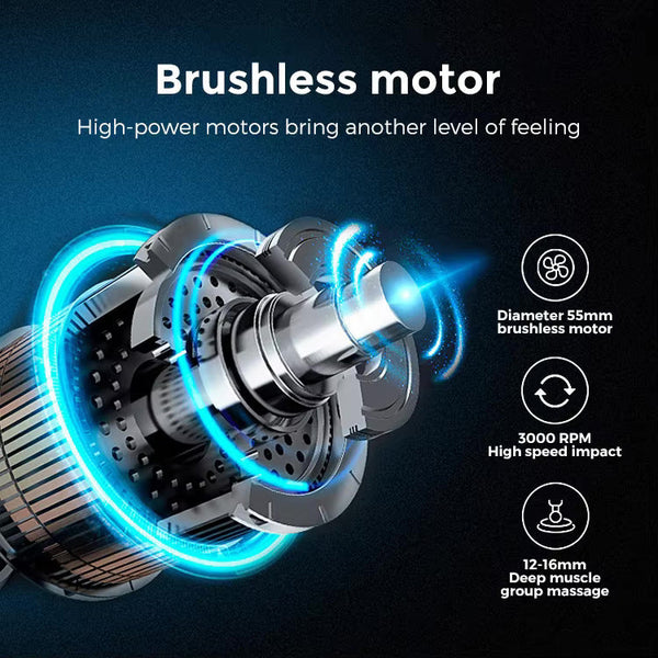 Carbon Fiber Deep Tissue Percussion Massage Gun 30 Speeds 6 Heads Type Charging Massagers