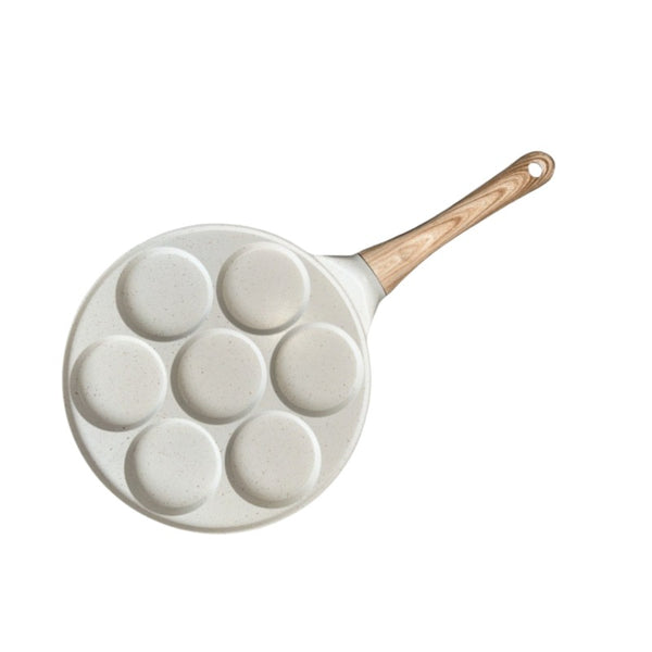 Beige Flat 7 Hole + Wood Grain (Gas Model) Non Stick Pancake Fun Shapes Breakfast Griddle (27Cm) Frying & Grill Pans