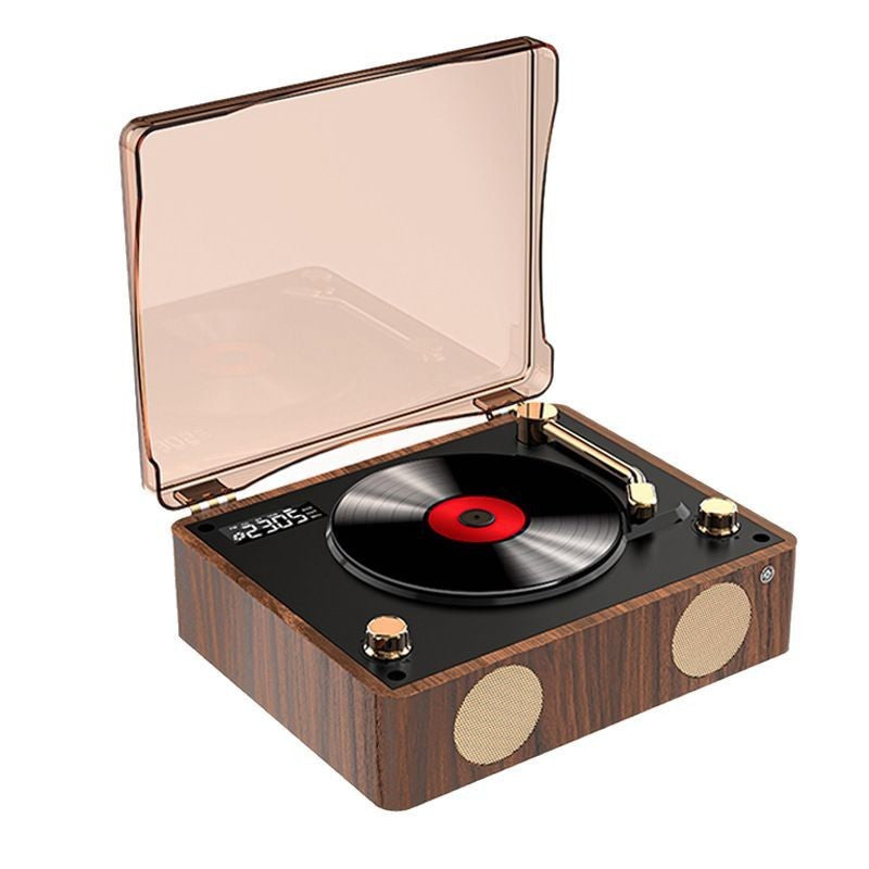 Retro Turntable Style Bluetooth Speaker & Cd Player With Display Usb Rechargeable Ipods & Mp3 Players