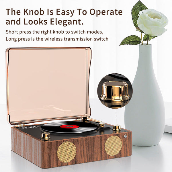 Retro Turntable Style Bluetooth Speaker & Cd Player With Display Usb Rechargeable Ipods & Mp3 Players