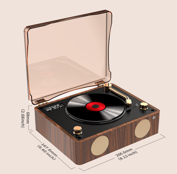 Retro Turntable Style Bluetooth Speaker & Cd Player With Display Usb Rechargeable Ipods & Mp3 Players
