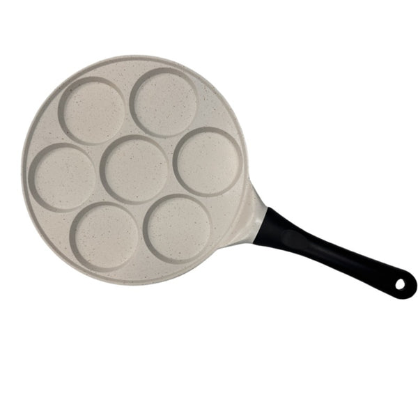Beige Flat 7 Hole + Black Handle (Gas Model) Non Stick Pancake Fun Shapes Breakfast Griddle (27Cm) Frying & Grill Pans
