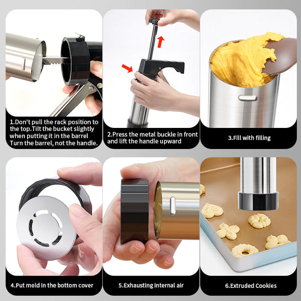 Black Deluxe Cookie Press & Icing Gun Set 13 Discs Multiple Nozzles For Baking Decorating Other Baking Accessories