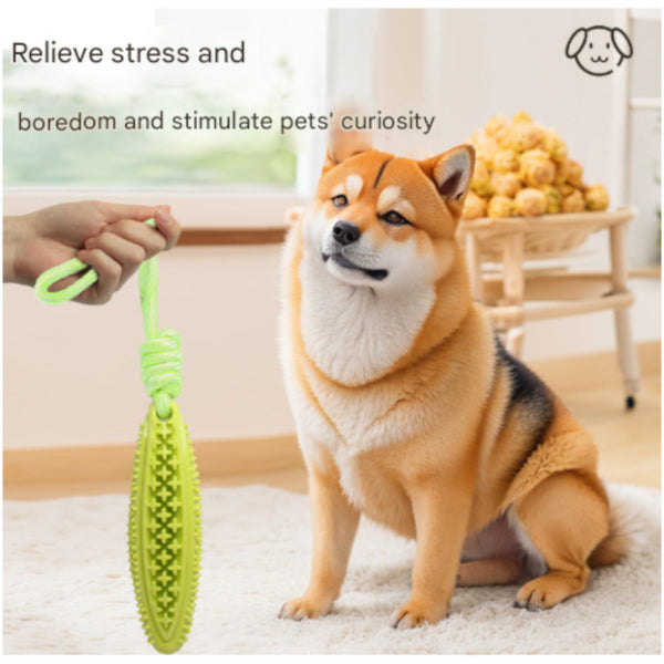 Orange Star Long Olive Durable Cotton Rope Dog Toy Set (2 Pack) Chew Tug & Treat Dispensing Ball For Dental Health Dog Toys