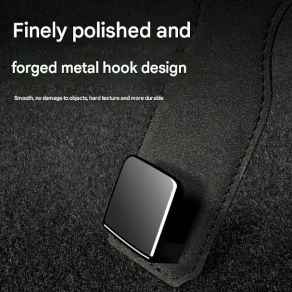 Black Premium Pu Leather Car Headrest Hooks (Set Of 4) Stylish Seat Back Organizer Hangers Car Organisers