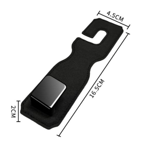 Black Premium Pu Leather Car Headrest Hooks (Set Of 4) Stylish Seat Back Organizer Hangers Car Organisers