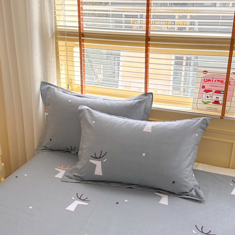 Grey Deer 100% Cotton Pillowcase Set (Pack Of 2) Breathable Size 48X74cm Pure Cotton Pillow Covers Pillow Cases