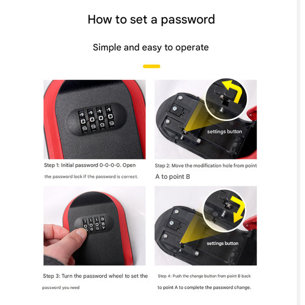 Blue 3Pcs Wall Mount Plastic Combination Key Lock Box Secure Safe Storage Key Safes Boxes & Hideaways