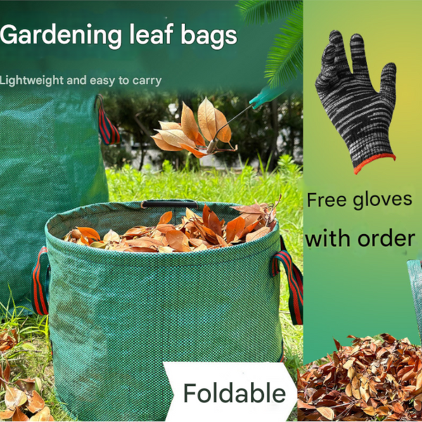 400L(Calibre80*80Cm) Heavy Duty Collapsible (Set Of 2) Large Reusable Yard Leaf Bin Garden Waste Bags