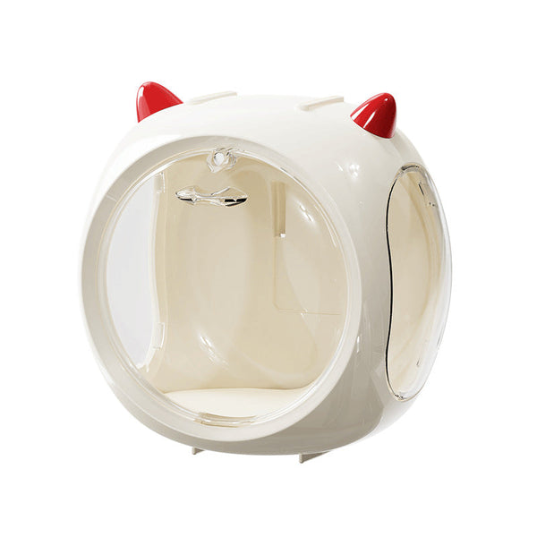 2Pcs Beige Cute Magnetic Display Case Dustproof 'Space Capsule' Box For Figures & Collectibles Display Stands