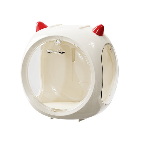 2Pcs Beige Cute Magnetic Display Case Dustproof 'Space Capsule' Box For Figures & Collectibles Display Stands