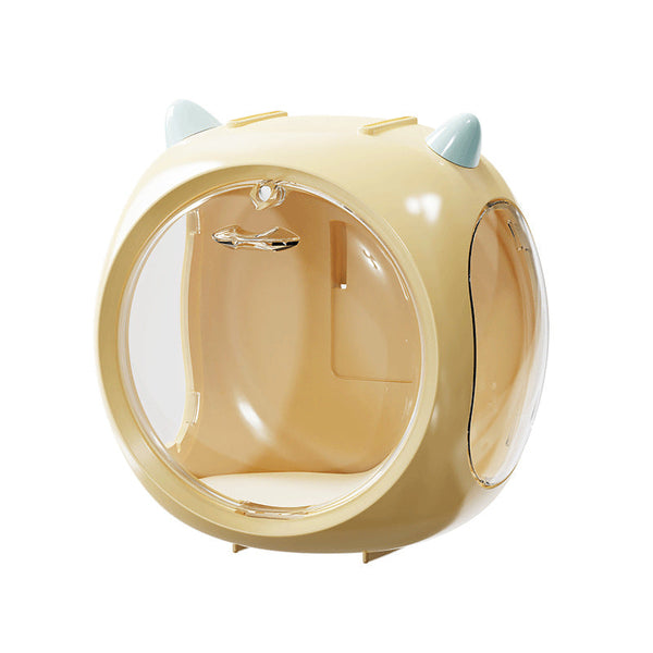 2Pcs Yellow Cute Magnetic Display Case Dustproof 'Space Capsule' Box For Figures & Collectibles Display Stands
