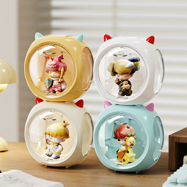 2Pcs Yellow Cute Magnetic Display Case Dustproof 'Space Capsule' Box For Figures & Collectibles Display Stands